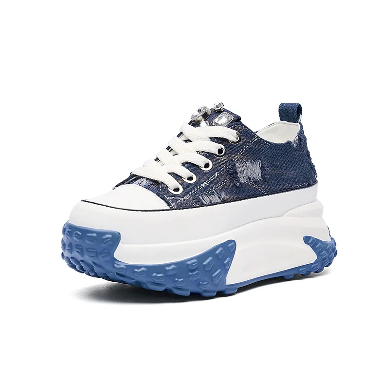 

Breathable Canvas Thick-Soled Height-Increasing White Sneakers Women New Casual Sports Platform Thick-Soled Shoes