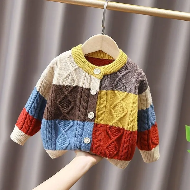 Boys Woolen Jersey Sweaters Autumn Winter Children's Knitted Coats Tops For Baby Casual Clothes Outerwear Kids Sweater Costume 7