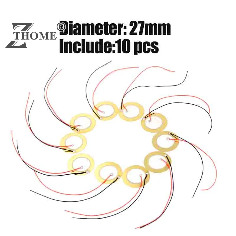 10PCS 27mm Sounder Sensor Trigger Drum Disc + wire copper Piezo Elements