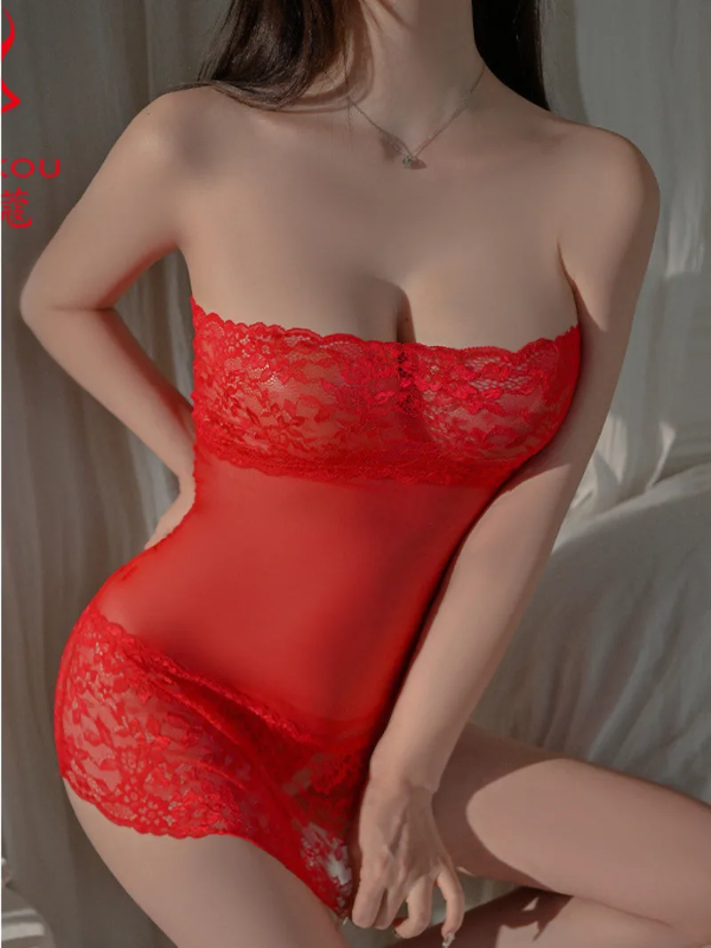 

Sexy Ldress Sexy Pure Desire Mesh See Through Mesh Clothing Light And Thin Lace Wrapped Chest And Hip Lace Dress Elegant 1VGV