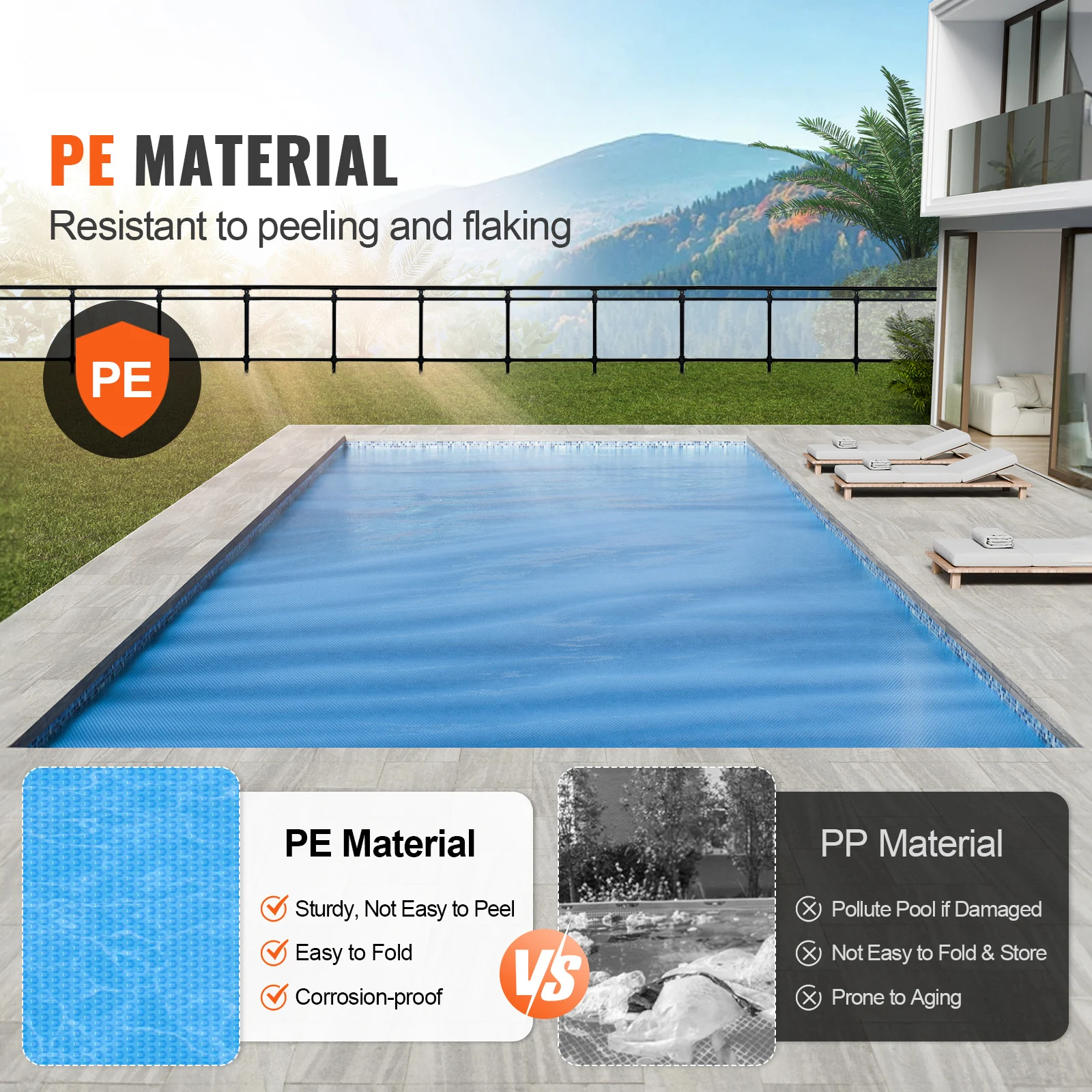 /For-SucceBuy Solar Pool Cover Rectangle Solar Blanket for Pools Inground Above Ground Swimming Pool Solar Cover 12 mil Covers