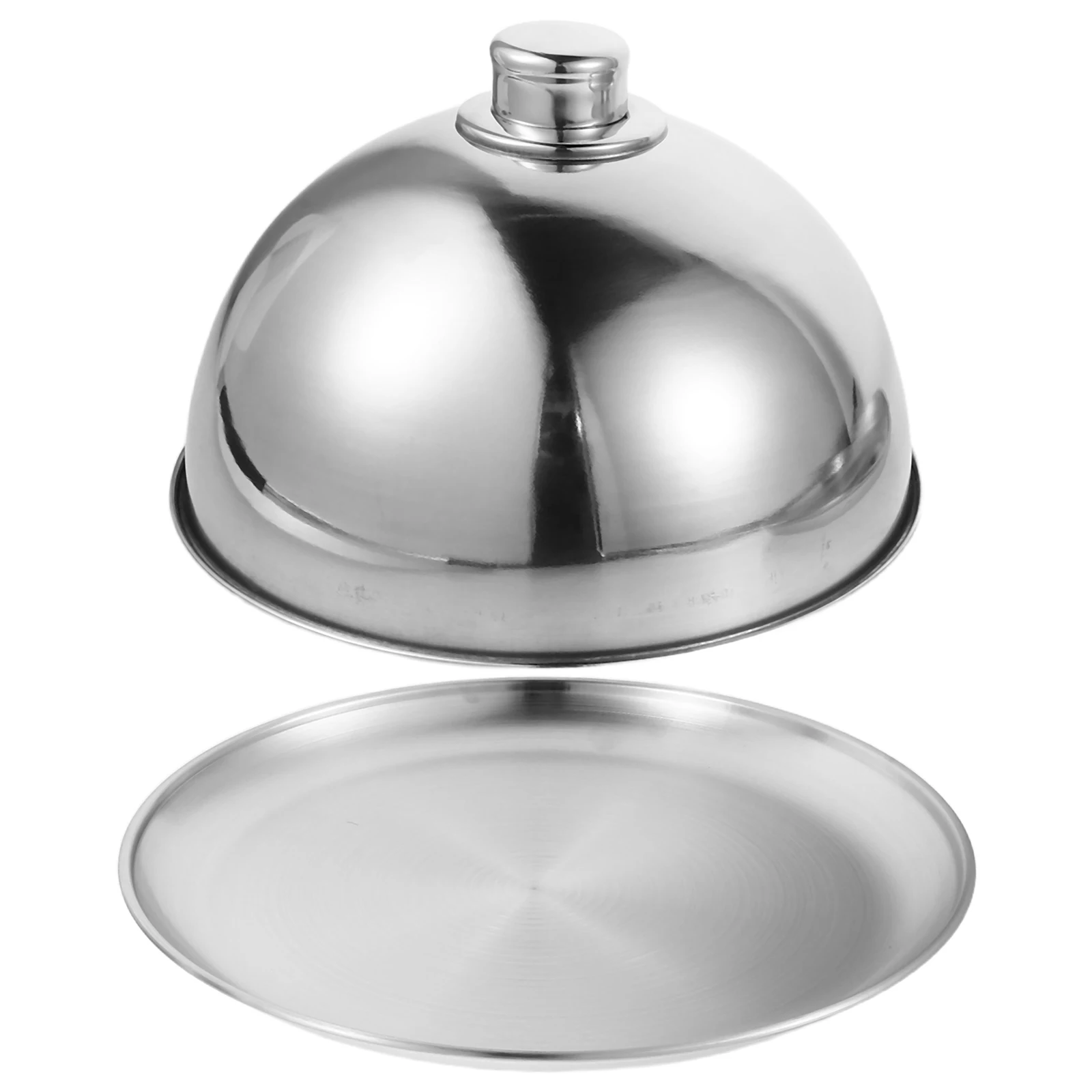 

2pcs Stainless Steel Food Dome Premium Round Metal Cloche Dish For Serving Plates Cheese Melting Butter Dessert Steak