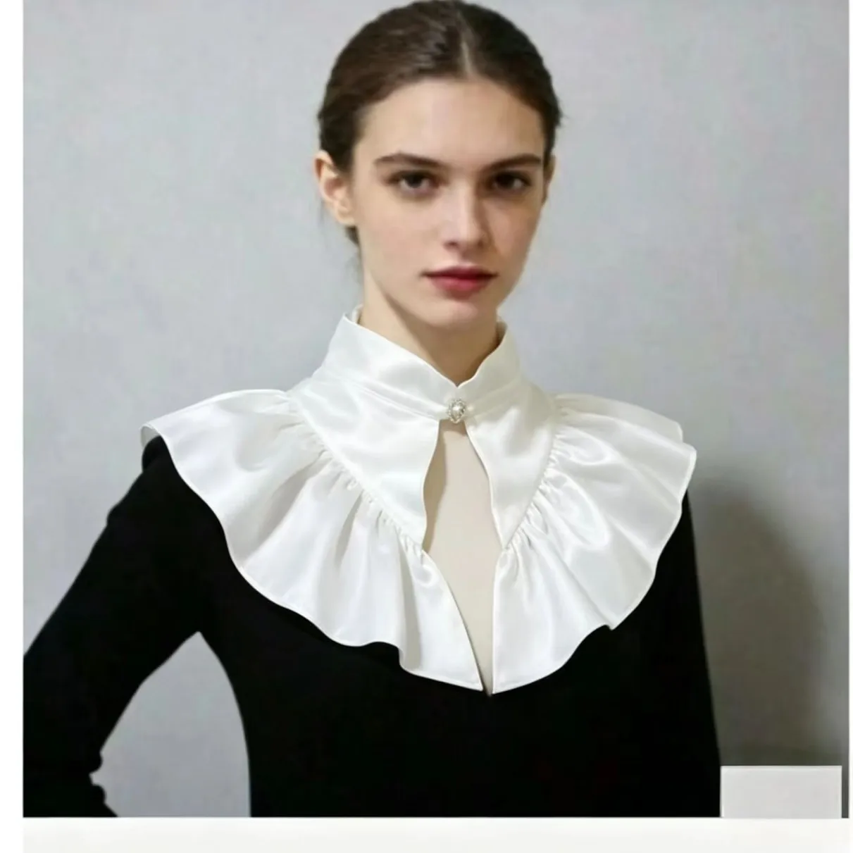 Vintage Large‑Lapel Satin Detachable Fake Collar 3D Neck Wrap Styling Accessory for Stage Performance Medieval Accessories