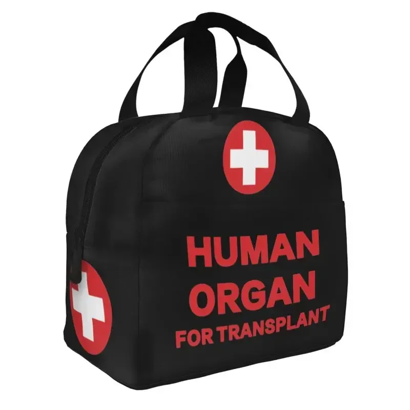 Funny Human Organ for Transplant Insulated Lunch Bag Portable Reusable Waterproof Thermal Bento Tote Bag for Work School Beach