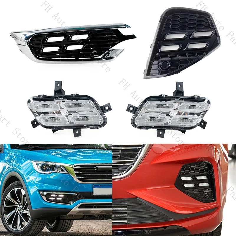 Front Bumper Daytime Running Drive Light Lamp Trim Cover Frame For Chery Jetour X70 X70S 2018 2019 2020 2021 Foglight Foglamp