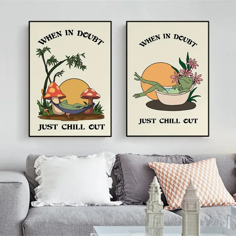 Modern Funny Frog Motivation Quote Poster Mental Health Inspirational Canvas Painting Wall Art for Office Living Room Home Decor