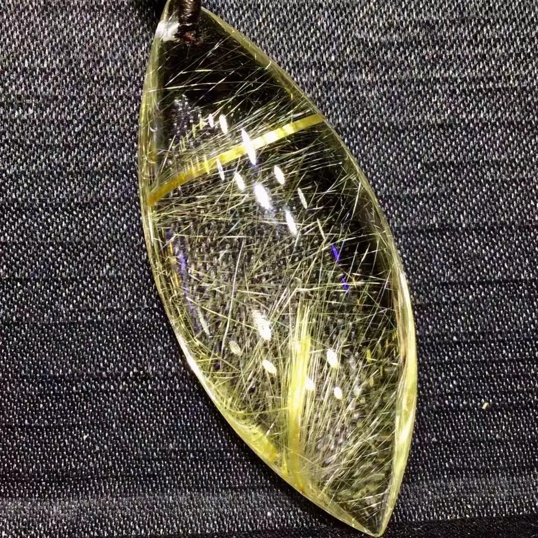 Natural Gold Rutilated Quartz Pendant 45*19*11mm Rutilated Quartz Flower Men Women Brazil AAAAAAA
