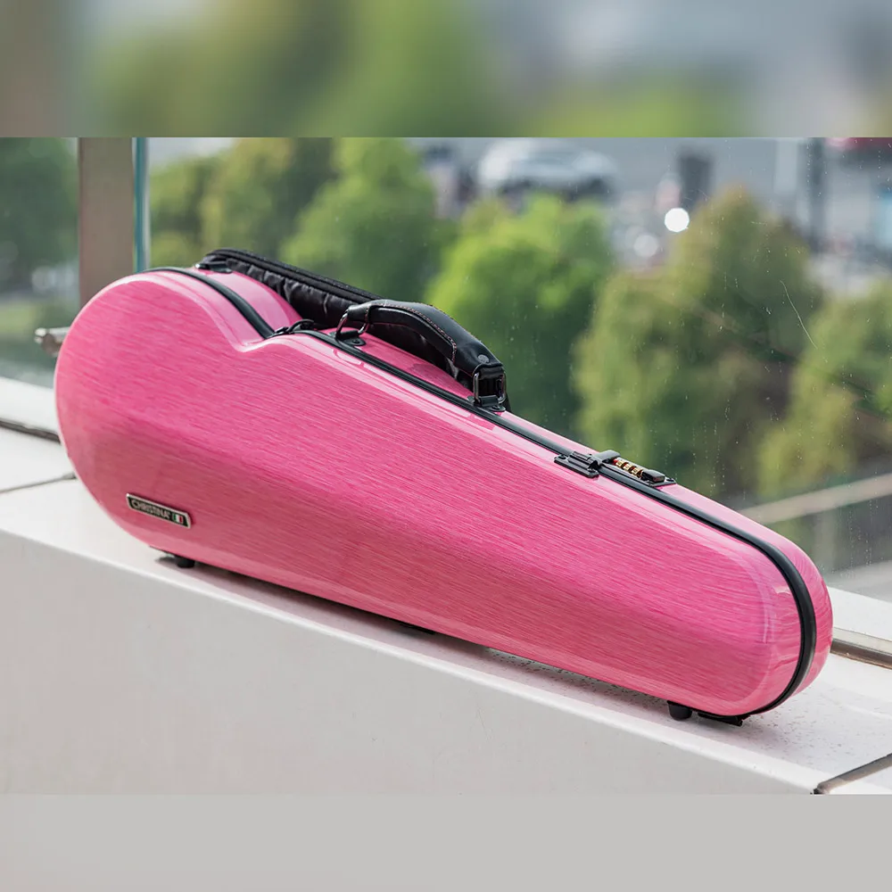 CHRISTINA Violin Case 4/4 Size Pink Triangular Lightweight Hybrid Carbon Fiber NEW Style with Code Lock Sheet Music Bag BV03PK