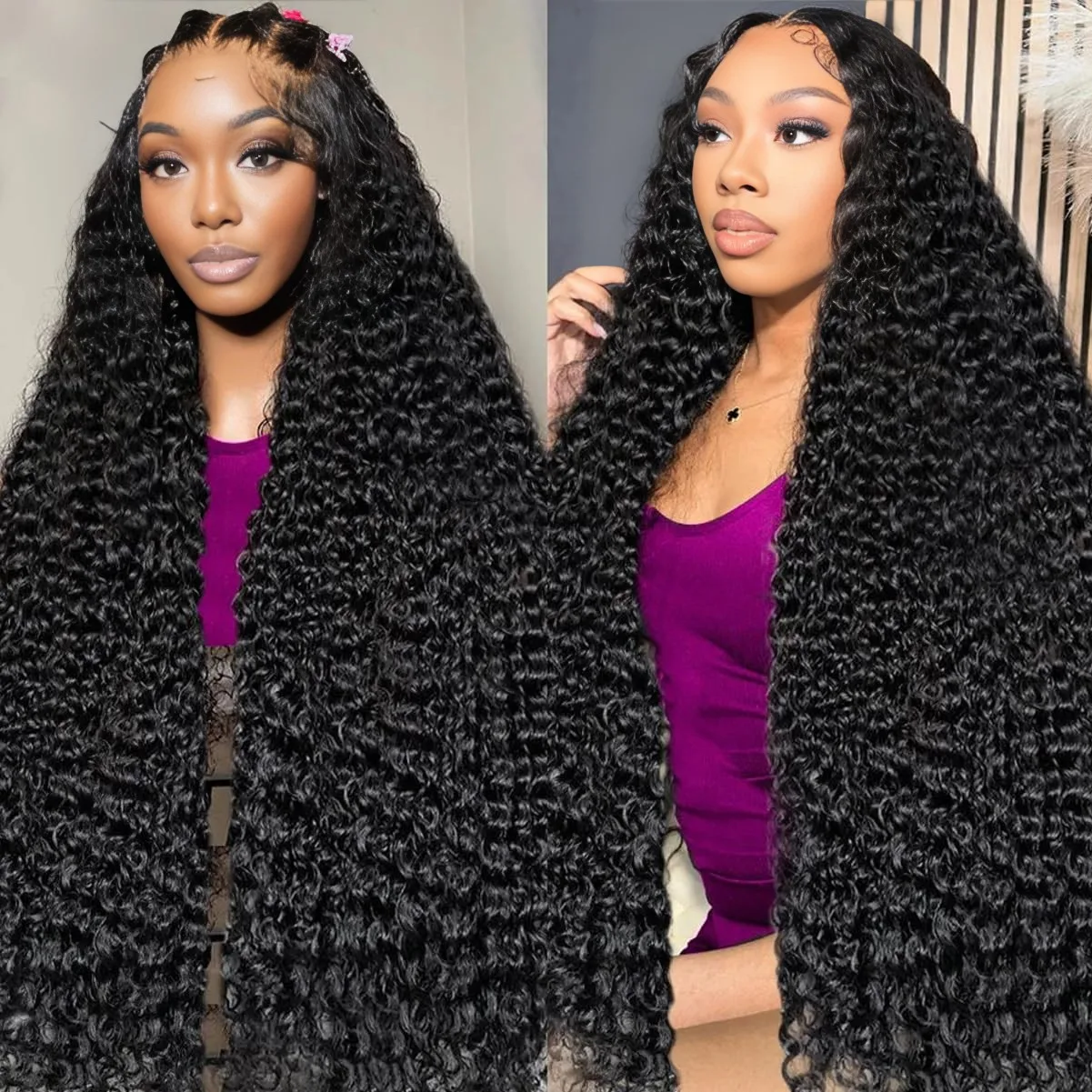 Curly Lace Frontal Wig para Mulheres Negras, Perucas de Cabelo Humano, Sem Emaranhado, Onda Profunda, HD Transparente, 13x6, 13x4