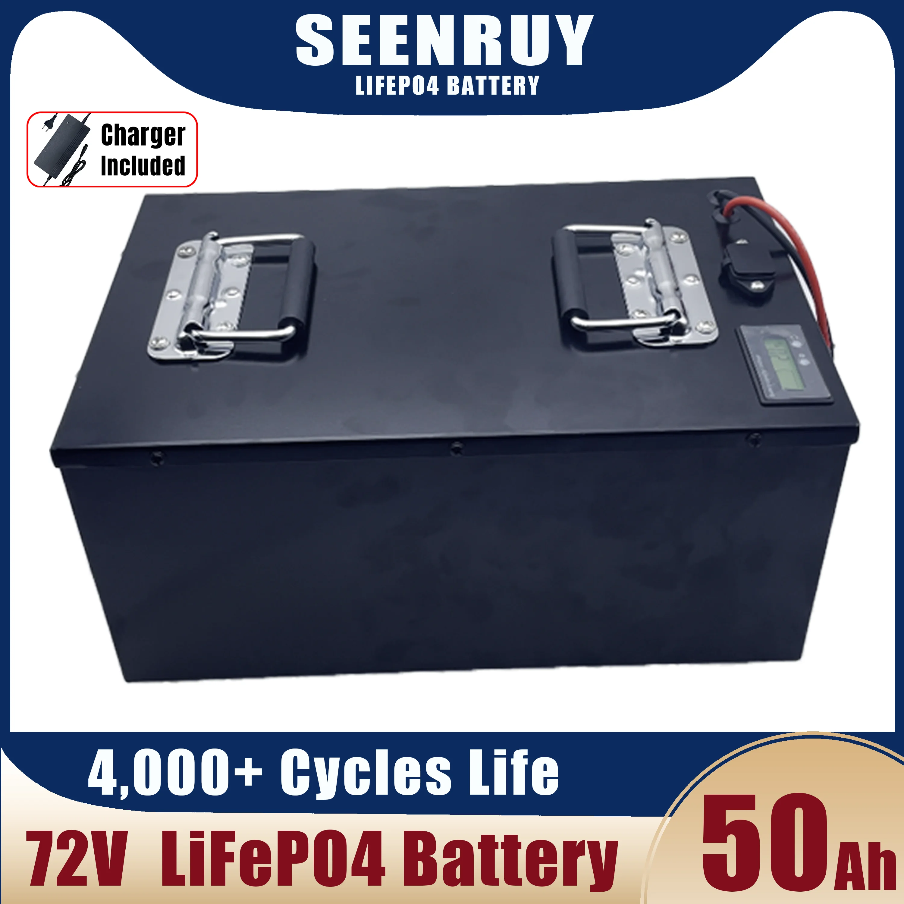 72V 50Ah LiFePO4 Battery Pack Optional Bluetooth BMS for 5000W Motorcycle Forklift Crane Truck Solar Energy with Charger