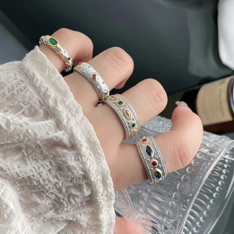 Original Vintage Palace Style Pulling Process High-End Retro Lace Open Ring for Women, Fashion and Exquisite
