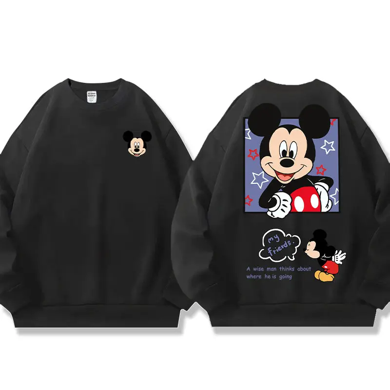 

Disney Mickey Mouse Cartoon Collaboration Hooded Sweatshirt Couple Wear for Autumn and Winter Long-sleeved Fleece-lined Popular