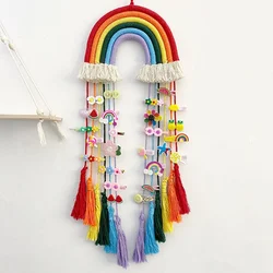 Rainbow Macrame Wall Decor Hanging Photo Display Gifts for Teen Girls Hand-Woven Tassel Tapestry for Baby Room Nursery Decor