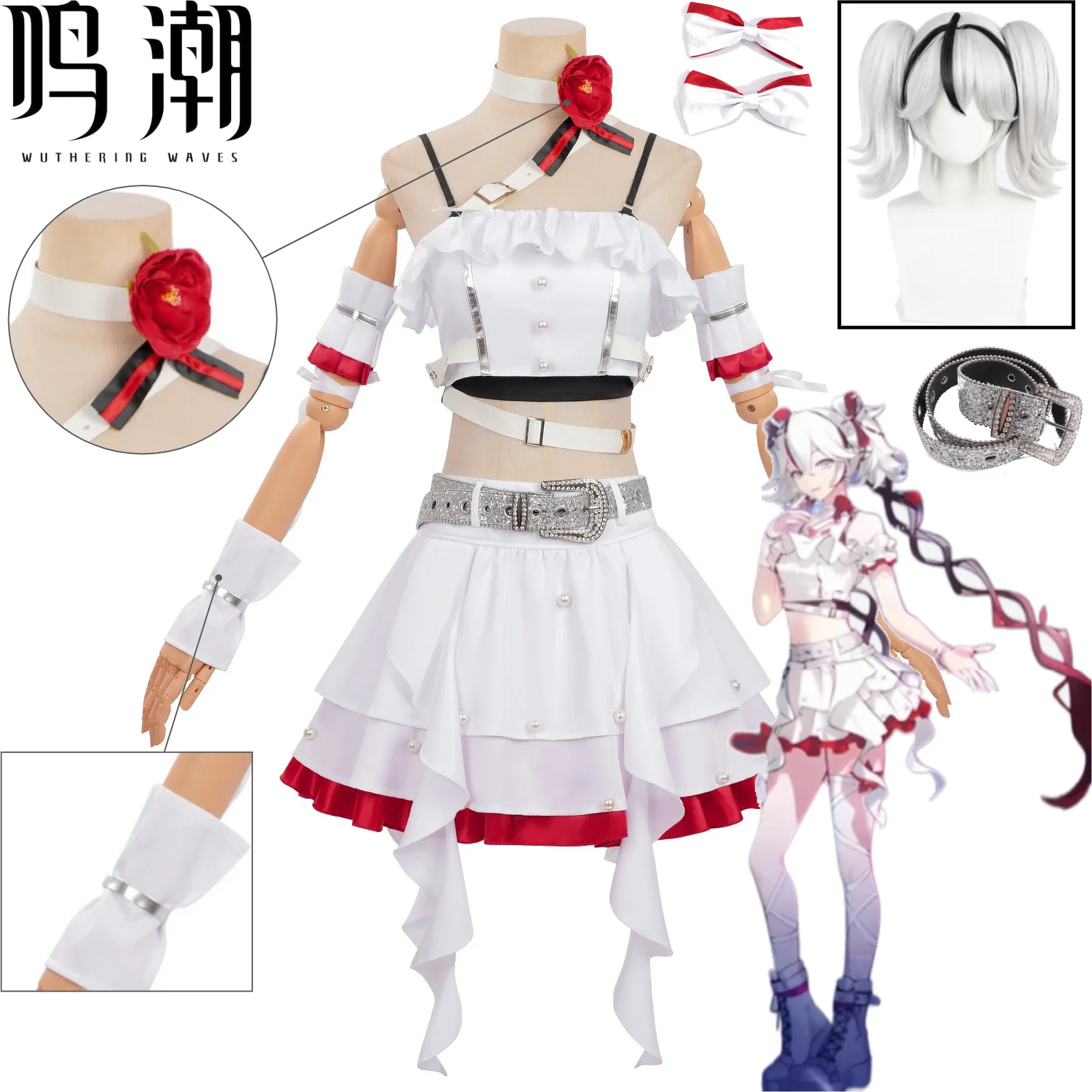 

Solar5 Camellya Cosplay Costume Wuthering Waves Camellya Idol Stage Outfit Wig Set for Halloween Party Convention Dress