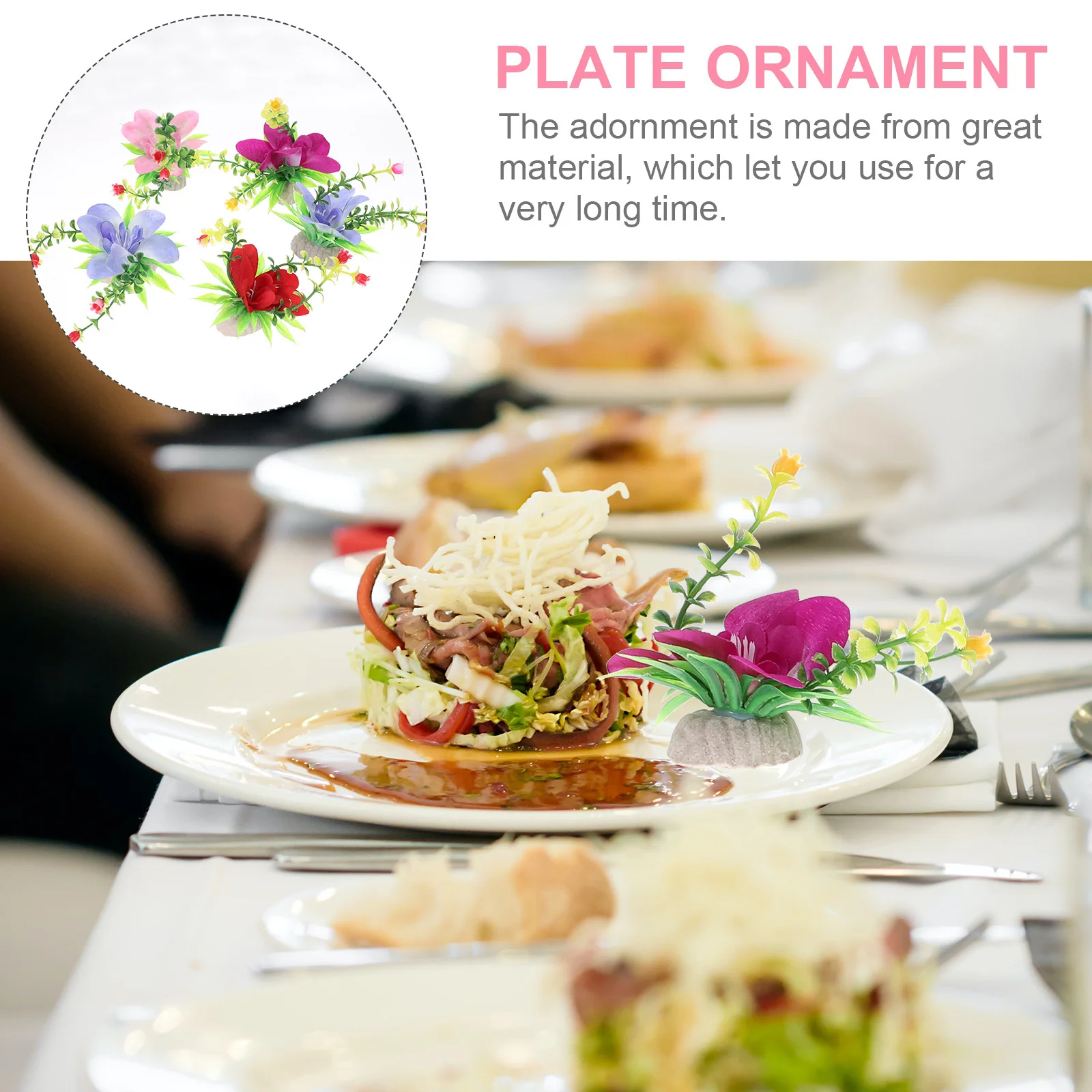 

10Pcs Sushi Plate Decorations Artificial Flower Adornments Sturdy Lightweight Hotel Accessories for Sushi Plate Ornaments