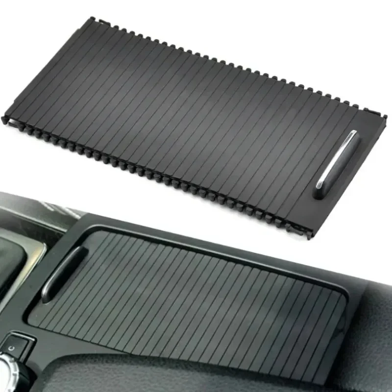 Center Console Cup Holder Roller Shutter Cover Storage Box Sliding Trim Panel Retractable for W204 W212 Black