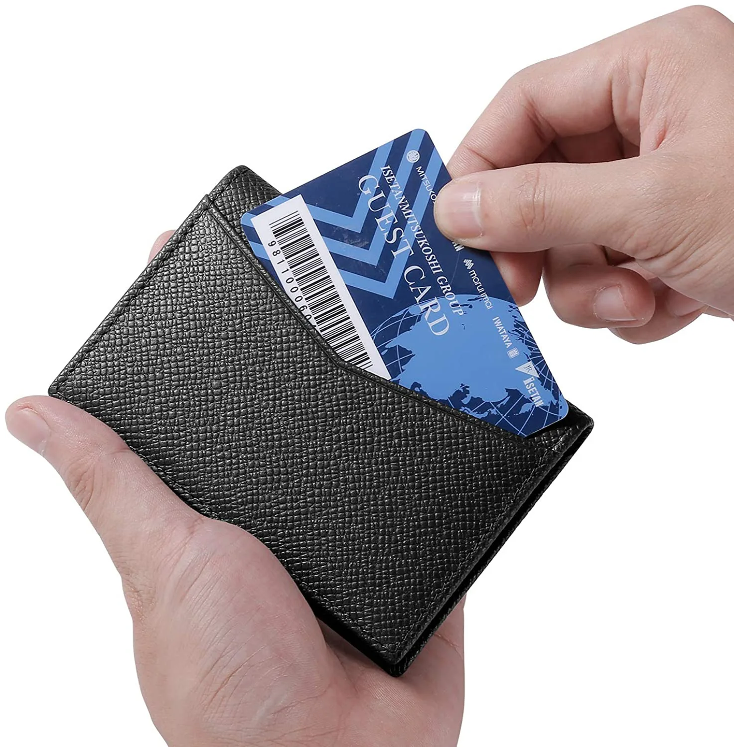 Free Customized Initials Genuine Leather Business Card Holder Bank Card Multi Card Slot Wallet