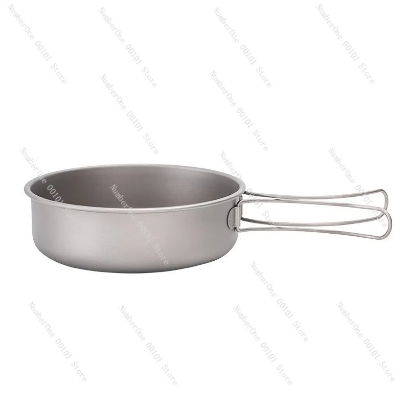 

Pure Titanium Camping Cookware Set Outdoor Portable Tableware Folding Frying Pan Skillet Flat Bottom Camp Pot Lightweight Picnic