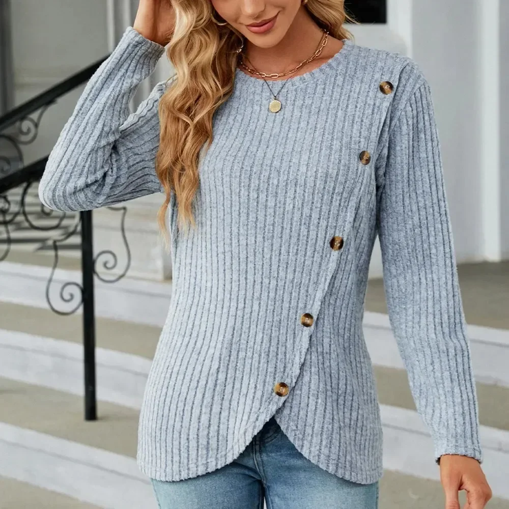 Women's Sweater Knitwears Korean Popular Woman Clothing Knit Pullovers for Women Grey  Long Sleeve Top Clothes Trend 2024