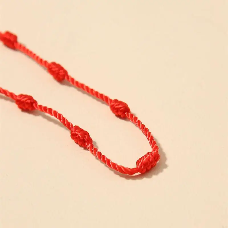 45BE 2pcs 7 Knots Braided Red String Bracelet Good Luck Attract Wealth Amulet Success Anklets Bracelet Gift for Male Female