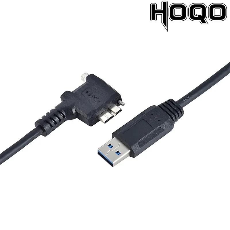 30cm 90 Degree Left/Right Angled Micro USB3.0 Micro B with Screw Mount to USB3.0 Data Cable for Industrial Camera & hardisk