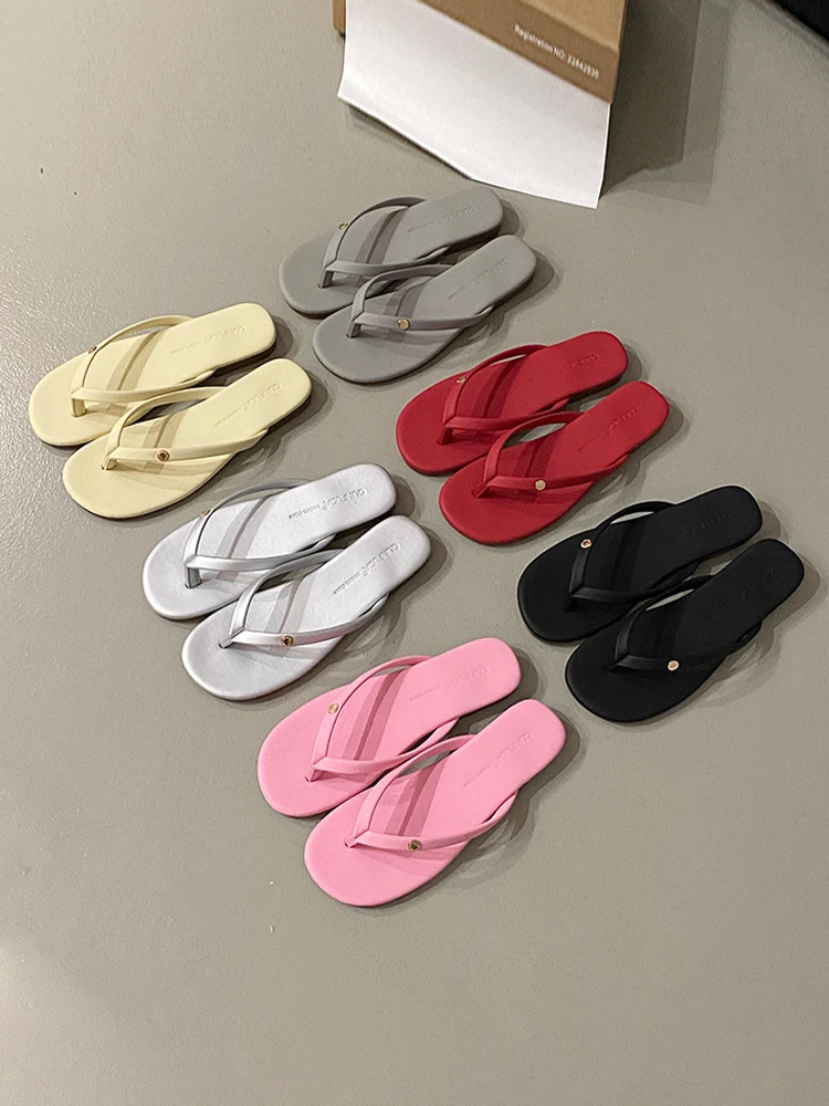 Female Shoes Summer Clogs Woman Rubber Flip Flops Slippers Soft Slides Fashion Low 2024 Beach Hawaiian Comfort Flat Luxury Rome