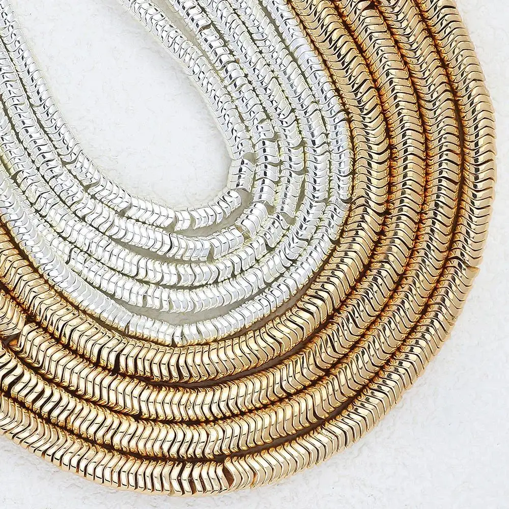 W Wave Gold Color Hematite Natural Stone 4mm 6mm Round Loose Spacer Beads For Jewelry Making DIY Bracelet Necklace DIY Findings