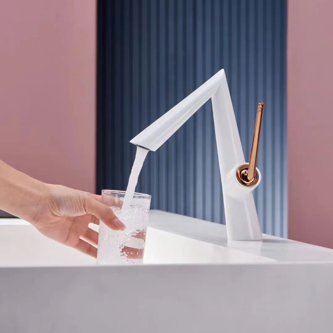 Basin Faucets Creative White/Black/Silver/Gold/Gray Hot & Cold Water Mixer Sink Taps Bathroom Accessories Copper Faucet