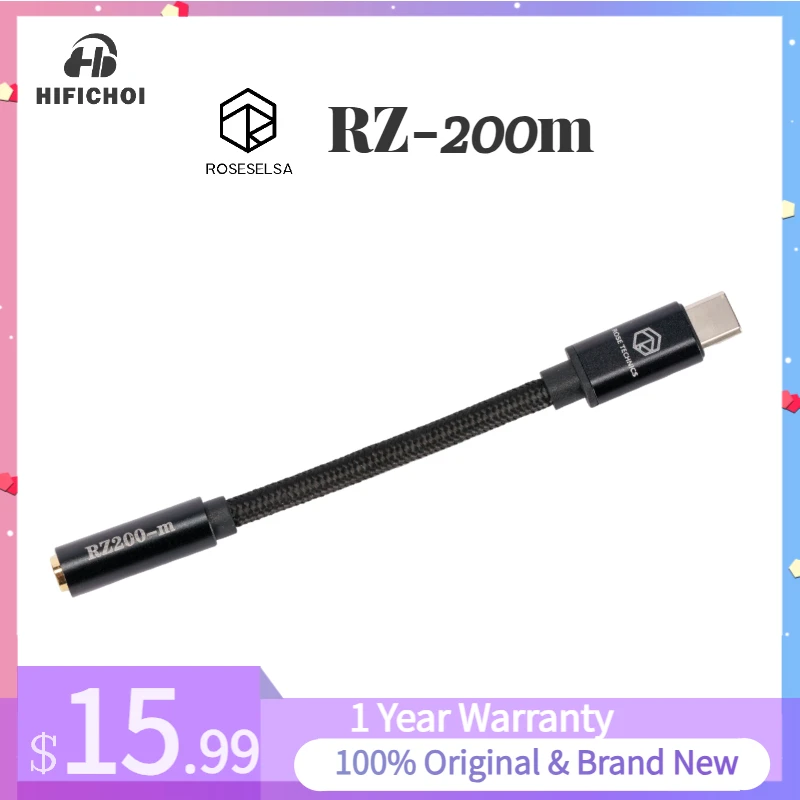

ROSESELSA RZ-200m USB Type-C to 3.5mm Jack Dac Audio Cable Headphone Adapte Converter for iPhone 16 Samsung Xiaomi Phone