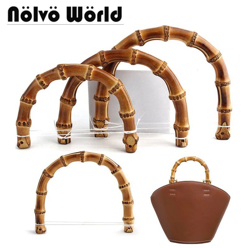 

2/4/10 шт., 3 размера, золотая пряжка, настоящая бамбуковая роскошная бамбуковая ручка, ручки для сумки макраме, бамбуковая сумка среднего размера с U-образными ручками