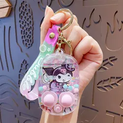 Sanrio HelloKitty Kuromi Cinnamoroll Cute Cartoon Oil Floating Quicksand Bottle Acrylic Keychain Pendant Doll Pendant Gift Anime