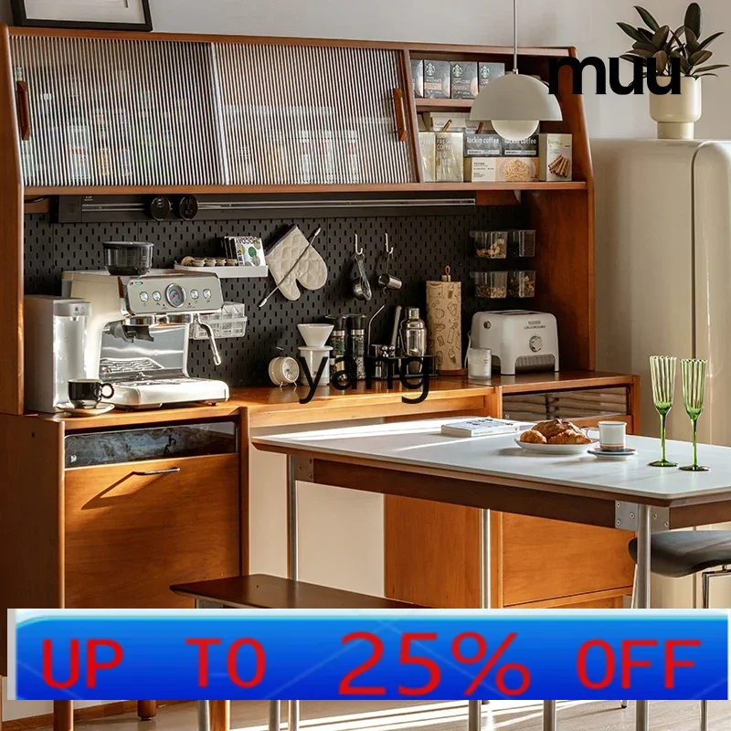 

LTT solid wood dining side cabinet dining table integrated retro home wall cabinet kitchen combination storage