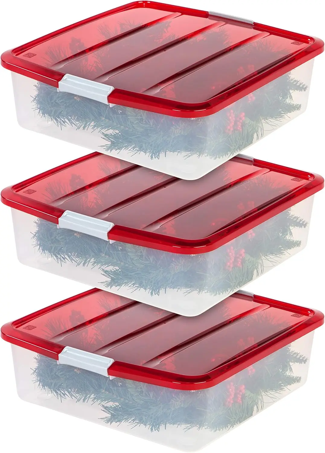 

Storage Container Box with Lid, Stackable Under Bed Storage Organizer Bin with Latching Buckles