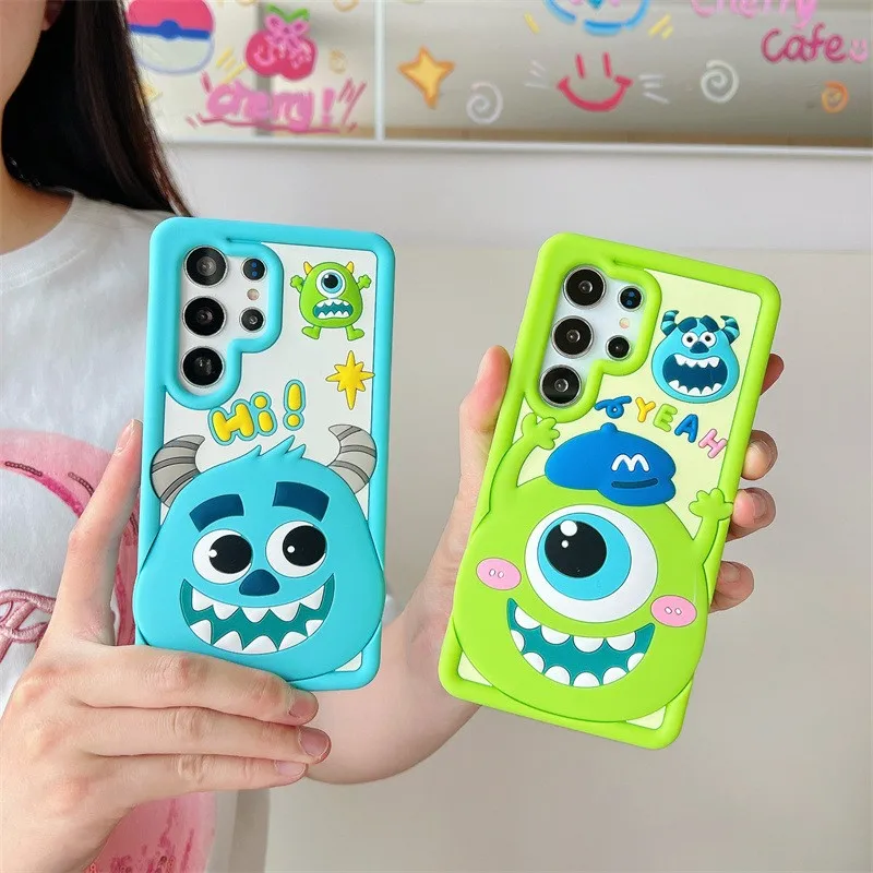 Funda 3D de Monster Inc para Samsung Galaxy S21 S23 S24 S25 Ultra FE A15 A16 A32 A35 A51 A52 A53 A54 A55, Funda de Silicona Suave con Dibujos Animados
