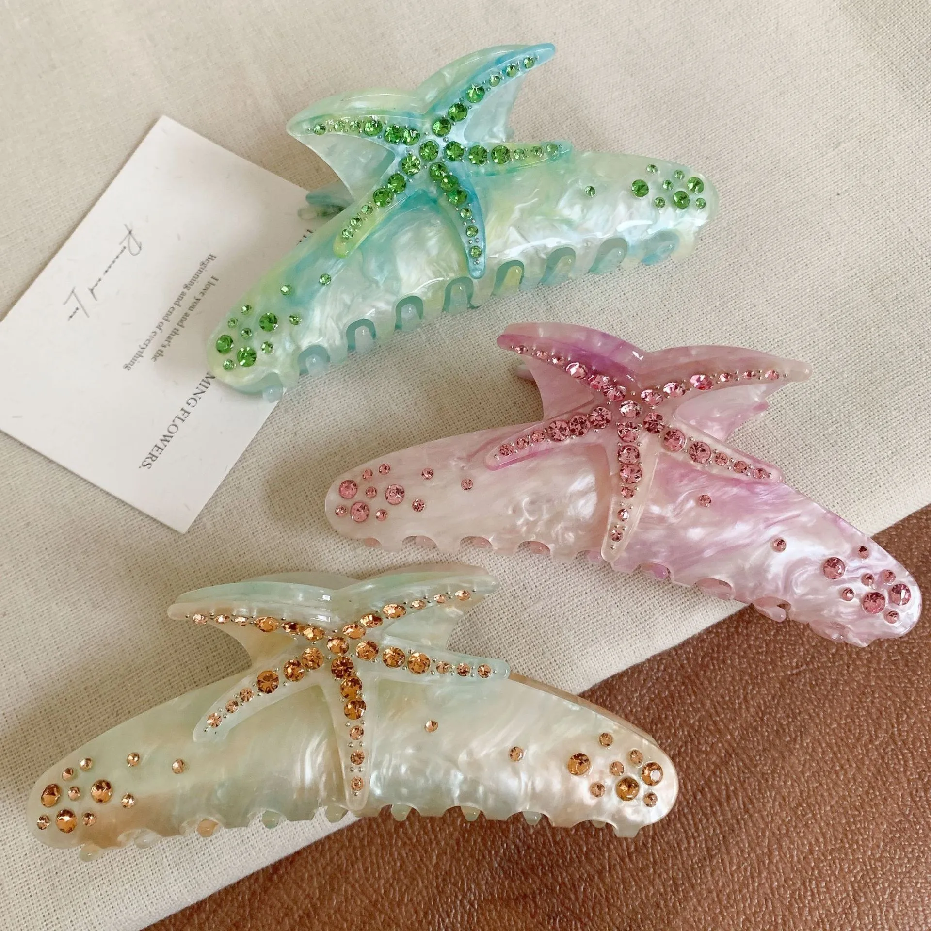 YHJ Underwater World Hair Claw Colorful Starfish Crabs Hair Claw Clip Hair Accessories for Women Girls