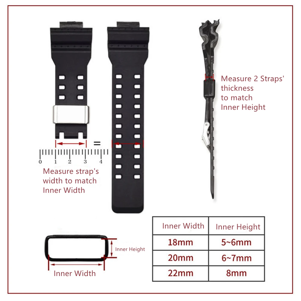 18mm 20mm 22mm Stainless Steel Ring Clasp Buckle for Casio G-SHOCK GA-110 GD-100 GG-1000 DW-5600 GG-1000 Watch Metal Loop Holder - Image 5