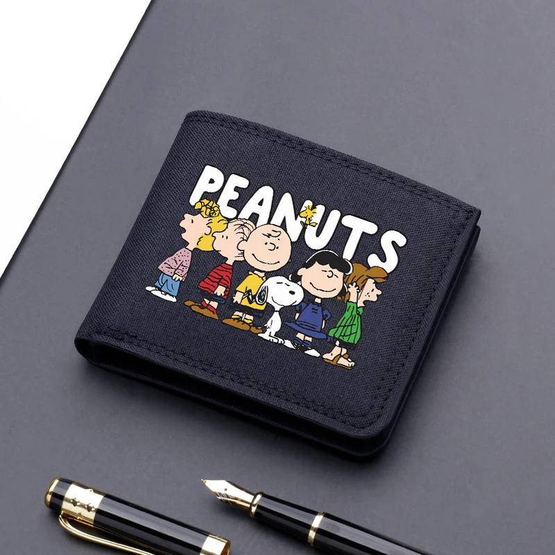 Snoopy Wallet Men Short Bifold Folding Nylon Purse Fashion Cartoon Credit ID Card Holder Hombre Business Leisure Simplicity Bags