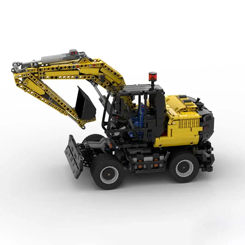 Modelo de excavadora de ruedas RC de potencia clásica, bloques de construcción MOC modulares, tecnología de ladrillos, juguetes para adultos, regalos de navidad