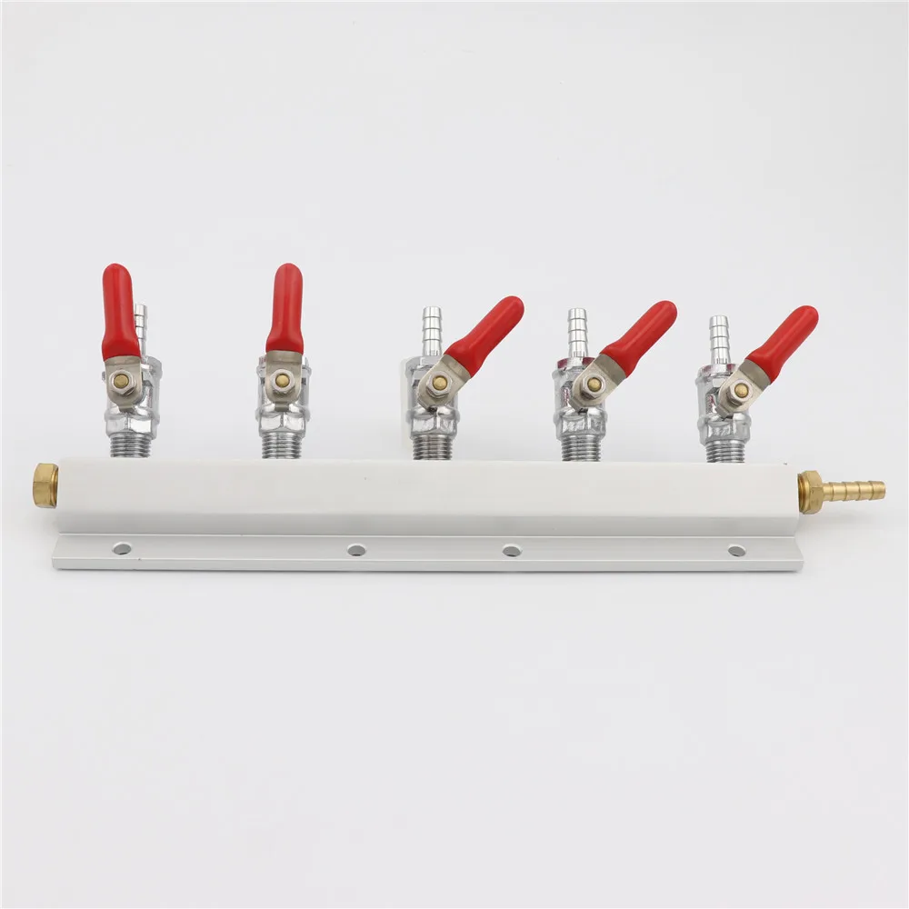 5 Way 6 Way Gas Manifold Distribution Beer Line Co2 Splitter With Check Valves 1/4\'\' Inch Barb For Homebrew Beer Dispenser Tools