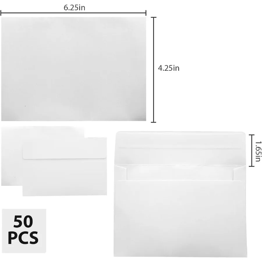 50 confezioni buste 4x6 buste autosigillanti per matrimoni, inviti, biglietti d'auguri, ideali per pianificatori di eventi, artigiani fai da te e Pa