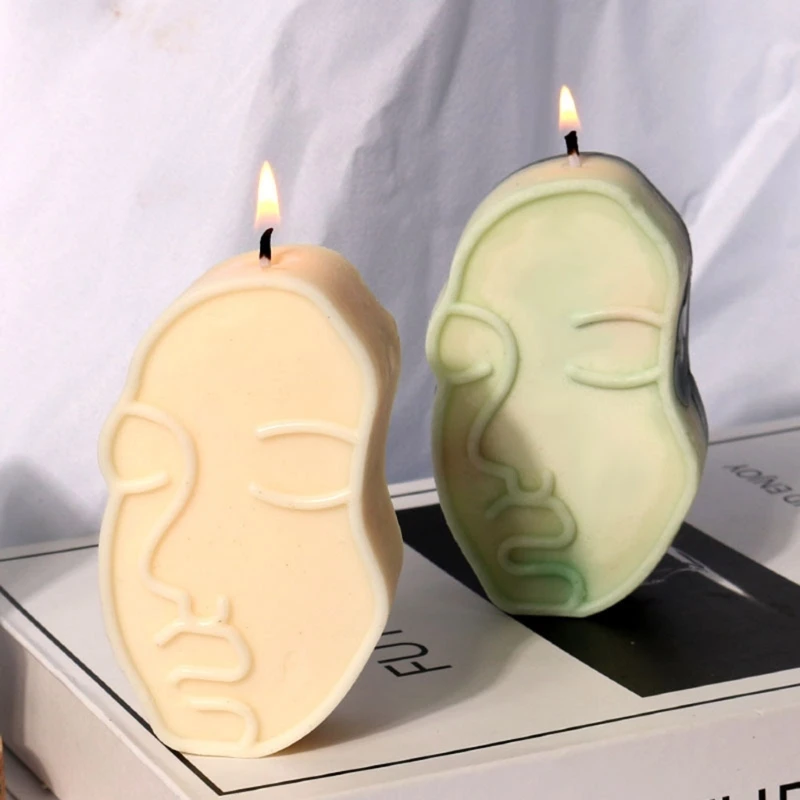 3D Geometry Abstract Human Face Silicone Mold DIY Fondant Handmade Christmas Party Soap Epoxy Resin Mould