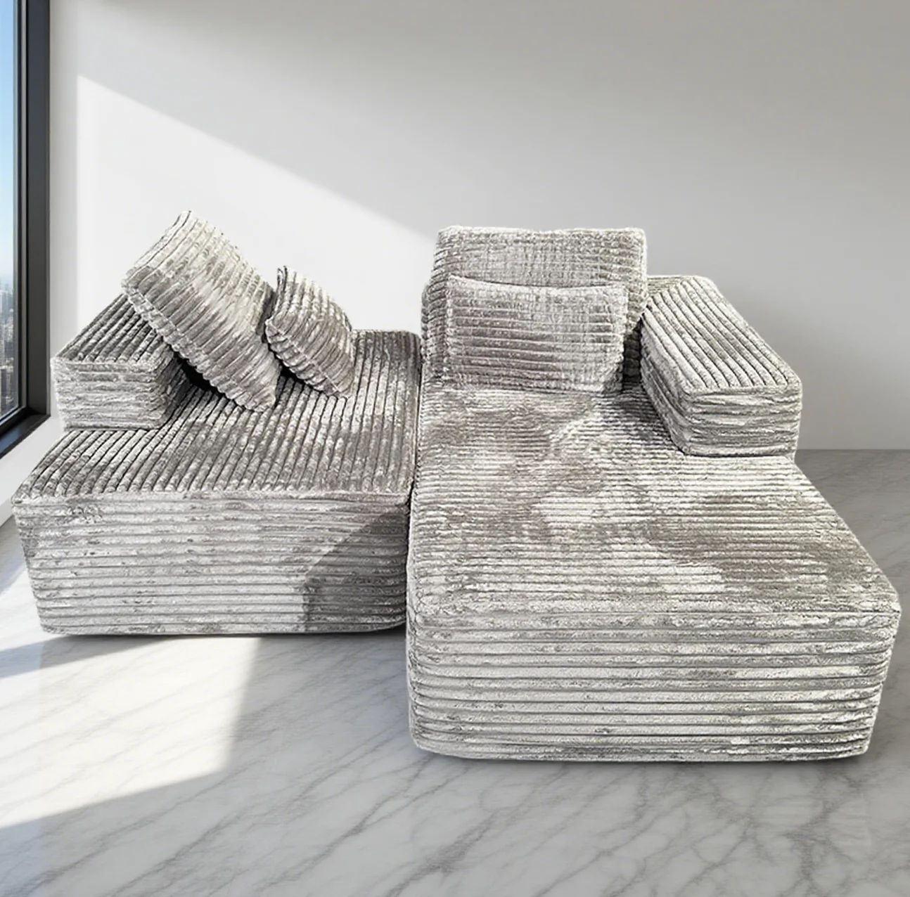 

Толстый полосатый вельветовый модульный секционный диван-диван для гостиной, модульная вакуумная система дивана для запуска