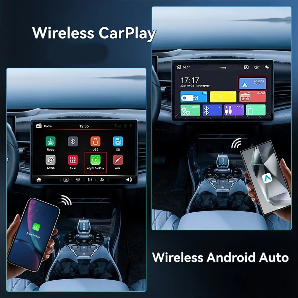 Y975A~!#2 in 1 Wired to Wireless Carplay Android Auto Mini Box Dongle Wireless Carplay Adapter for Major Car