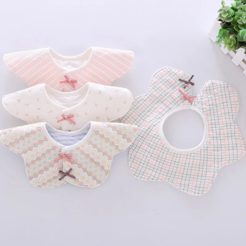 Baby Bibs 360 Degree Rotation 3 Layers Gauze Muslin Baby Kids Bandana Cloth Soft Newborn Infant Saliva Towel Baby Stuff 0-3T