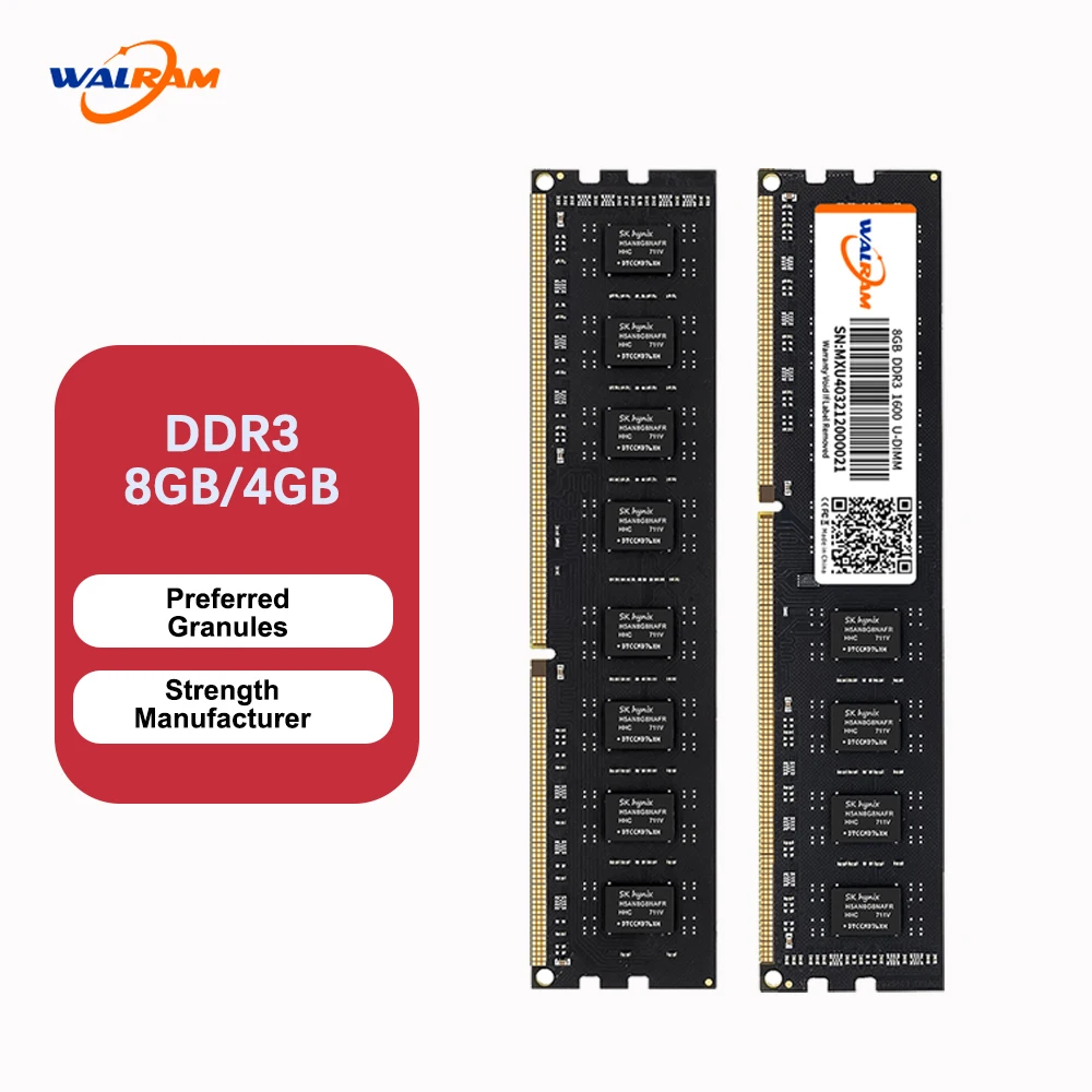 Memoria Ram Walram DDR3 1600MHz DIMM, memoria Ram de escritorio DDR3 8GB 4GB 1,5 V CL11 240 pines, memoria interna de ordenador DDR3 1600 Mhz para PC