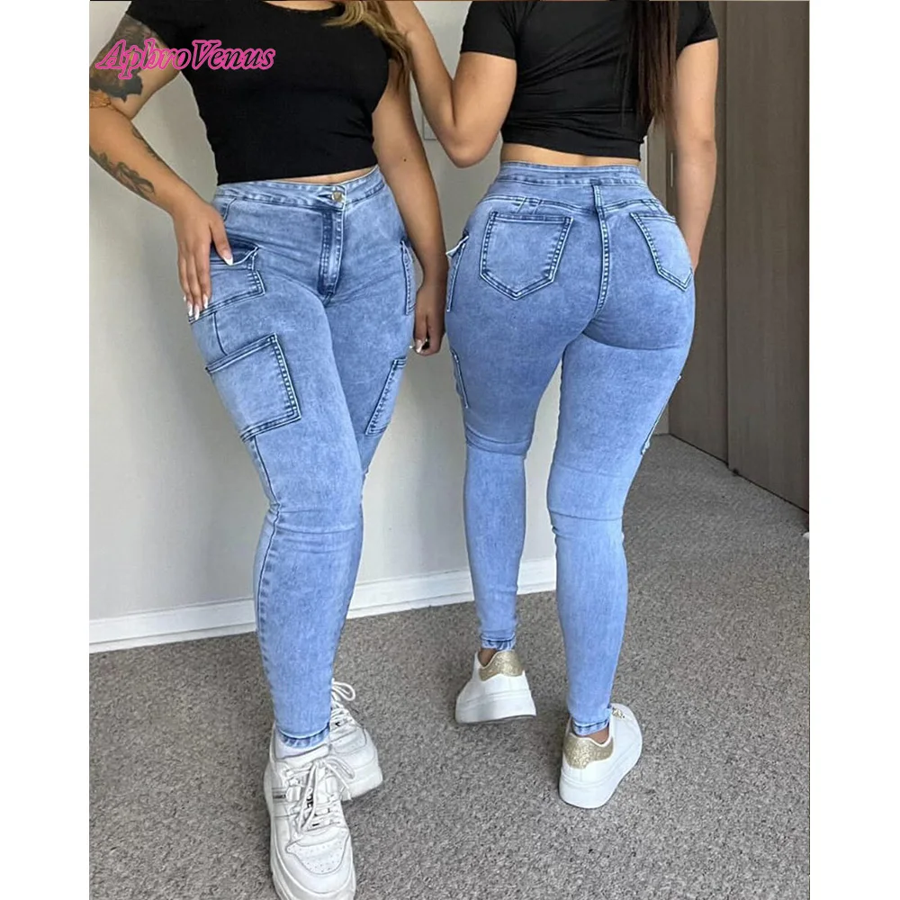 Fashion Women Pocket Butt Lifter Slim Skinny Jeans Tight Stretch Leggings High Waist Sexy Trousers Women Retro Long Denim Pants