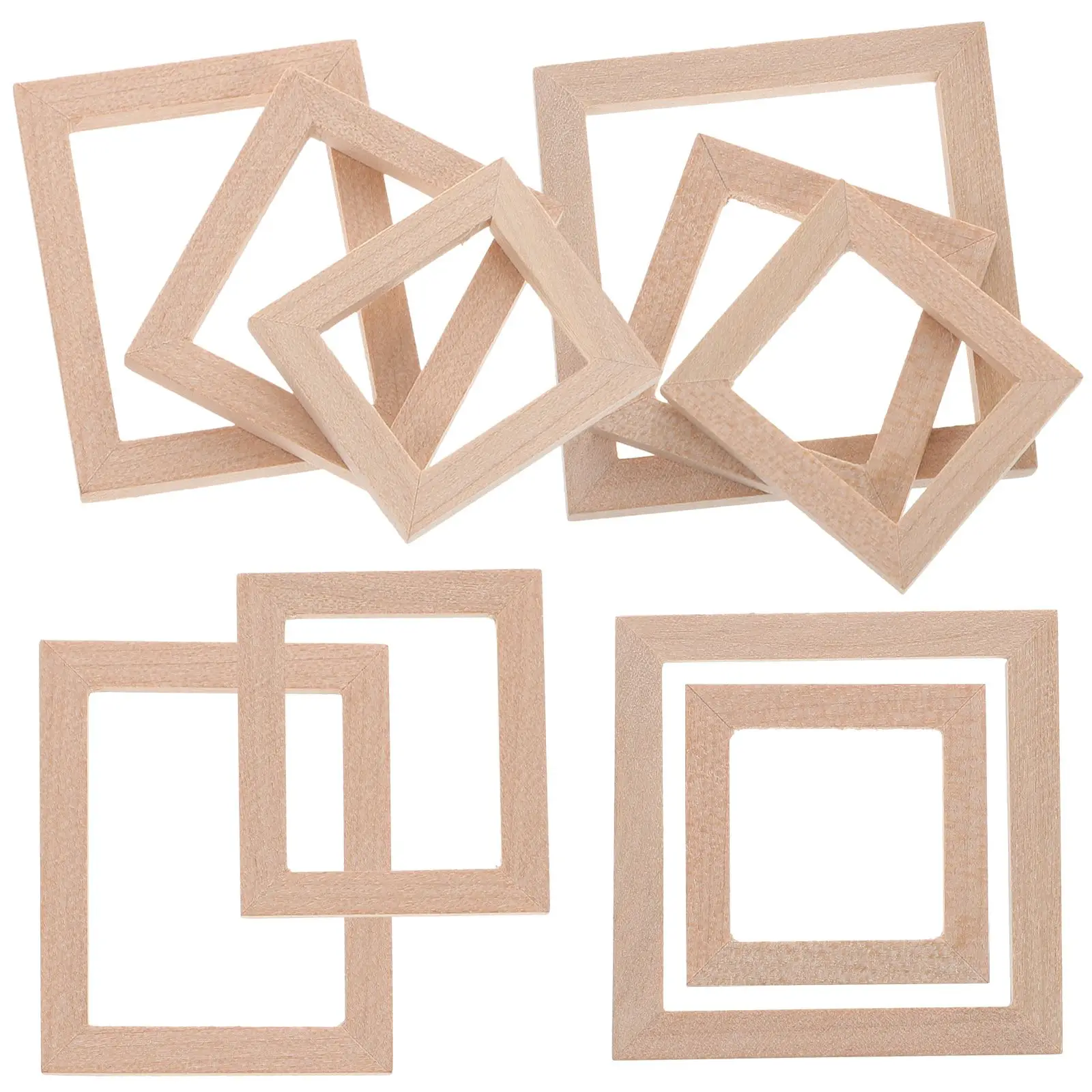 

10 Pcs Mini Furniture Photo Frame Wooden Decoration Tiny House Accessories Natural Color Long Lasting Usage