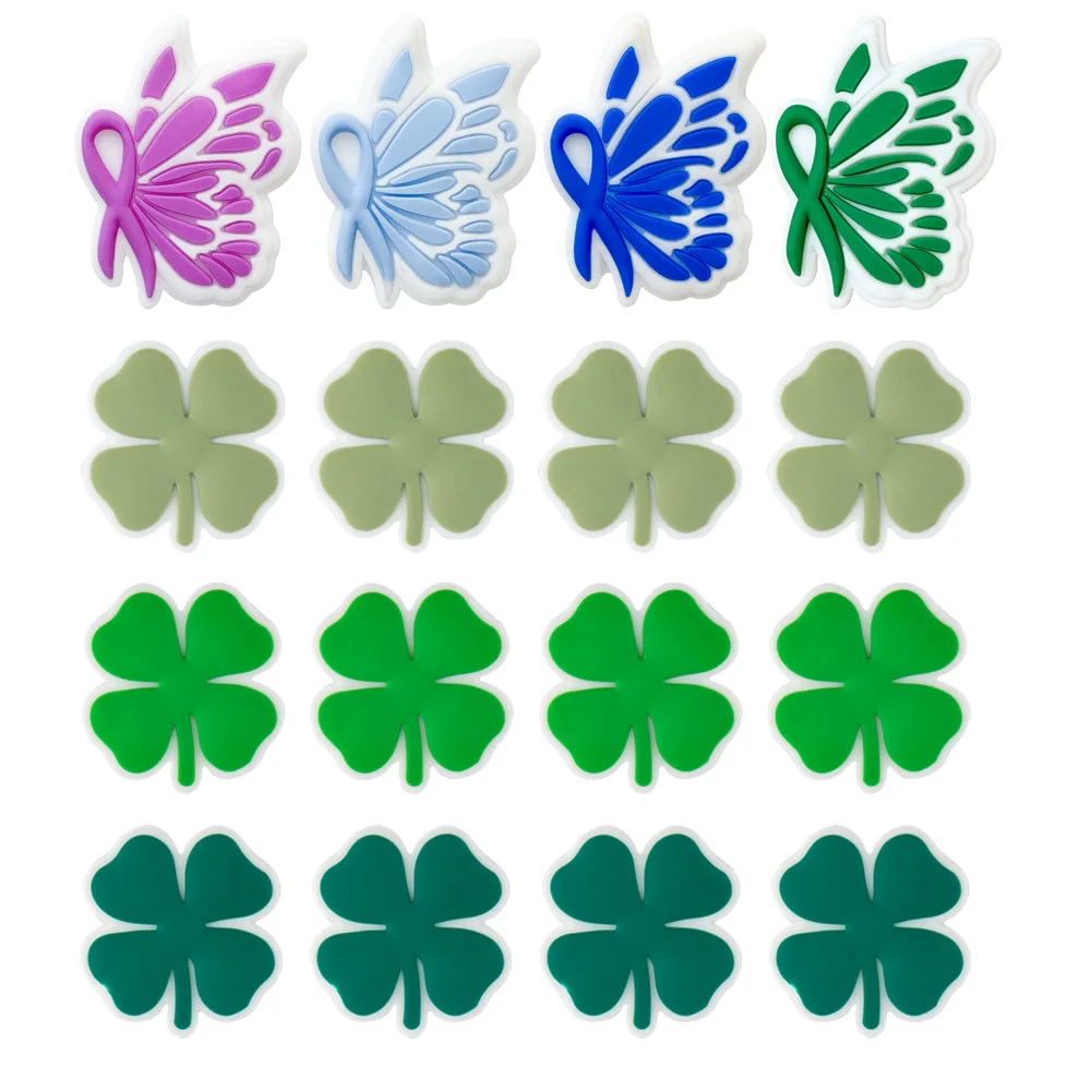 5-10Pcs Butterfly Lucky Clover Four Leaf Silicone Focus Beads Pendant For Jewelry Making Food Grade DIY Necklace Accessories