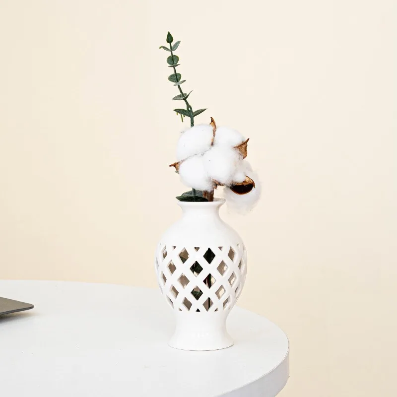 

2025 New Internet-Famous European-Style Dried-Flower Vases DéCor High-End Ceramic Vase Decoration Home High-Aesthetic Room Decor
