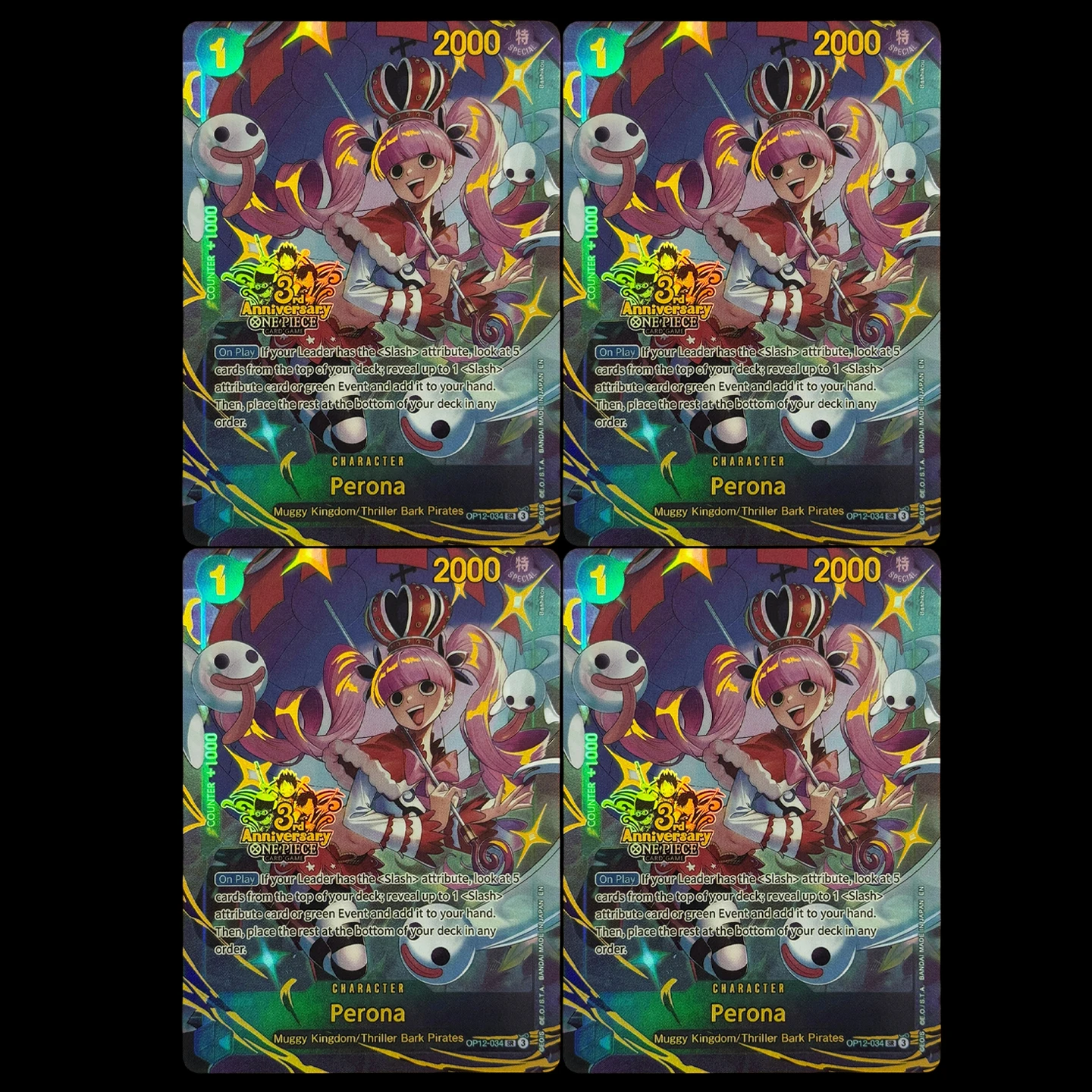 Carte promotionnelle One Piece TCG OPCG Perona SR Collection Card 3rd Anniversary Set OP12-034 Foil Card